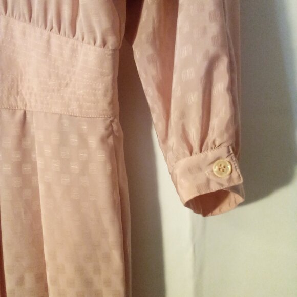 Joan Sparks For Daniel Barrett Vintage Dress Women 14 Long Sleeve Satin Pink - Picture 6 of 15